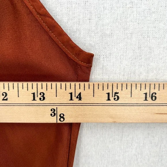 ENZA COSTA Dress Womens XS 0 Rust Satin Bias Slip Maxi Spaghetti Strap NWOT - Picture 15 of 16